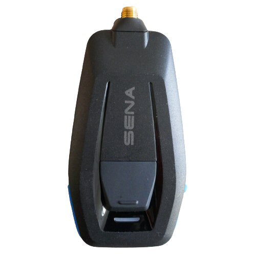 Front view of SENA MP-02 wireless MESH intercom beltpack without antenna on a white background